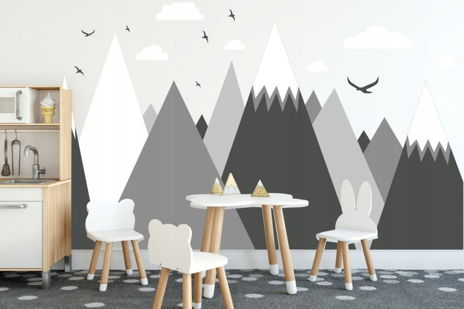 Детские фотообои горы и воздушные шары