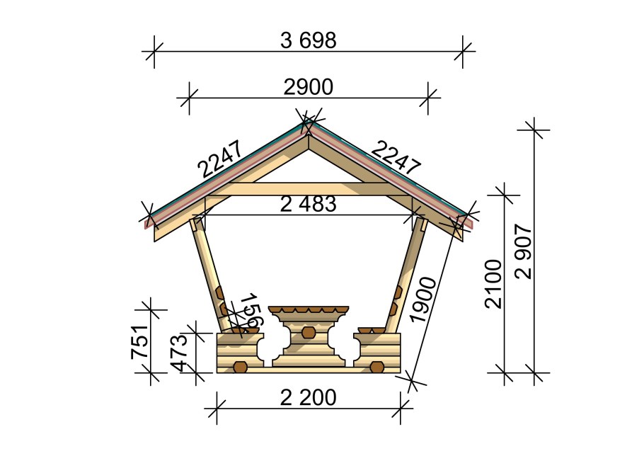 Шестиугольная беседка чертежи