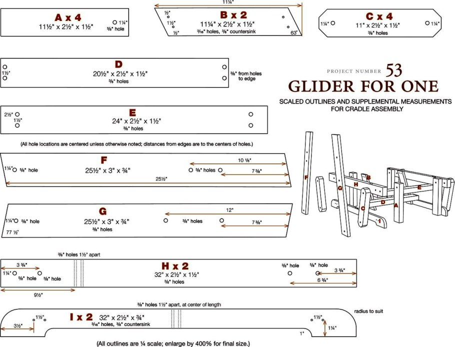 Кресло качалка глайдер чертеж