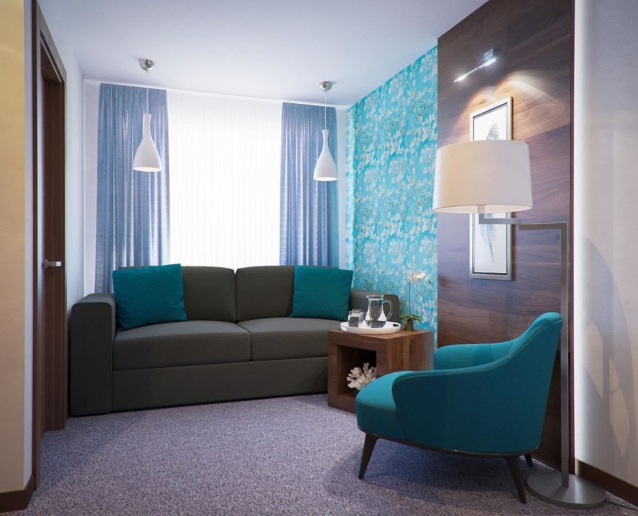 Гостиная в бирюзовых тонах