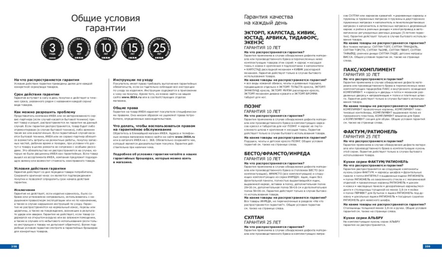 Гарантийная брошюра икеа