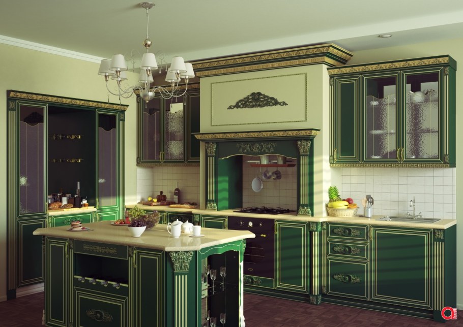 Кухонный фасад малахит