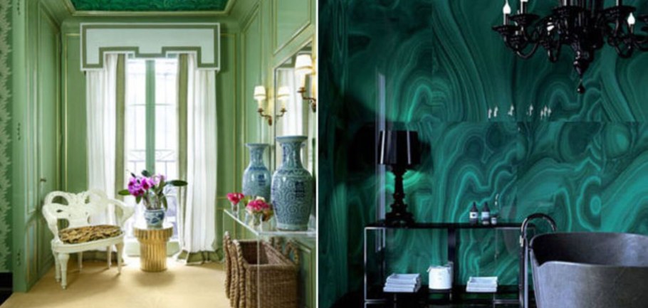 Малахитовые оттенки в интерьере
