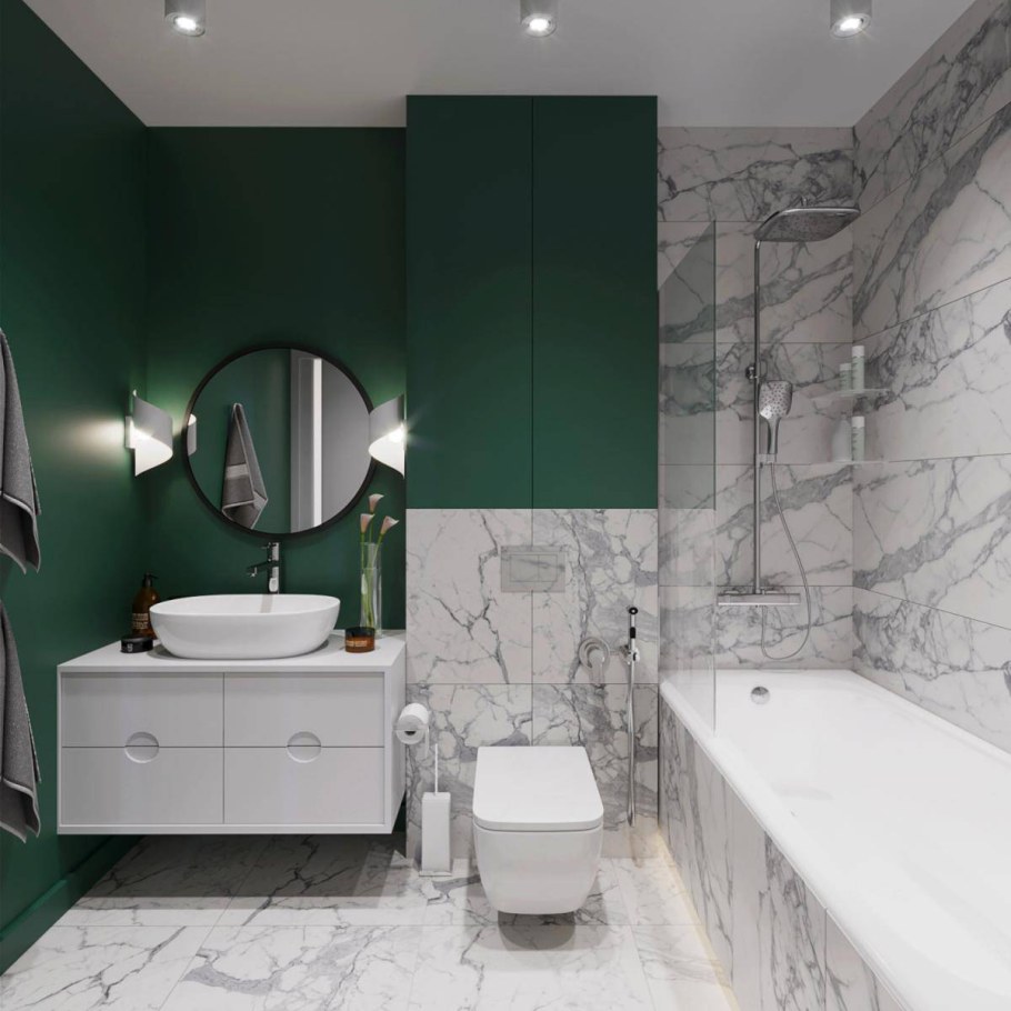 Плитка в ванную изумрудного цвета