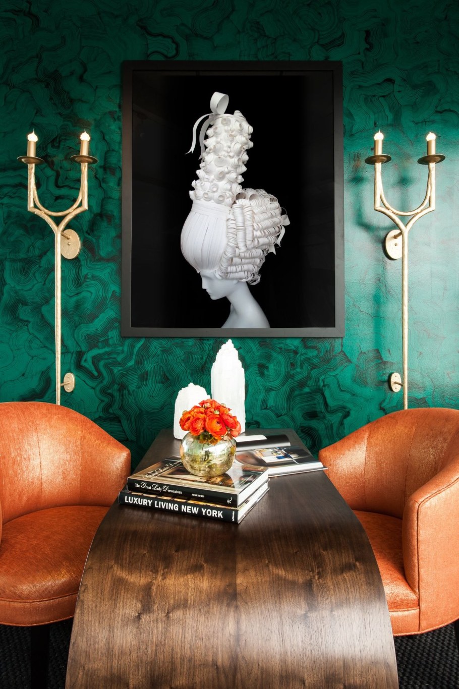 Малахитовые обои в интерьере