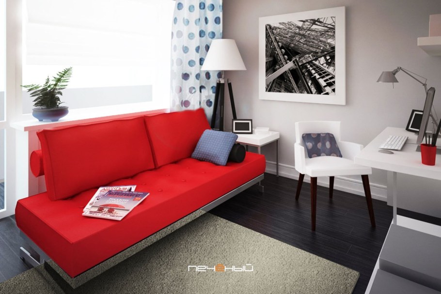 Кухня гостиная с диваном