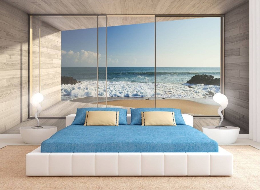 Комната спальня с фотообоями лес