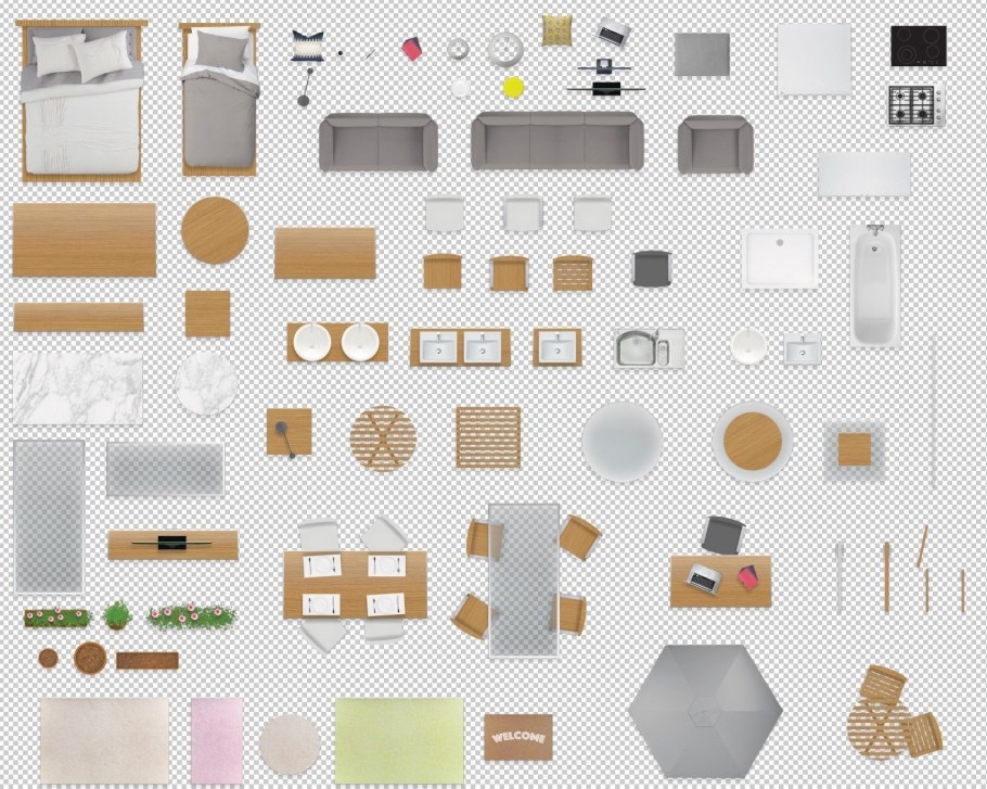 Мебель в плане для фотошопа