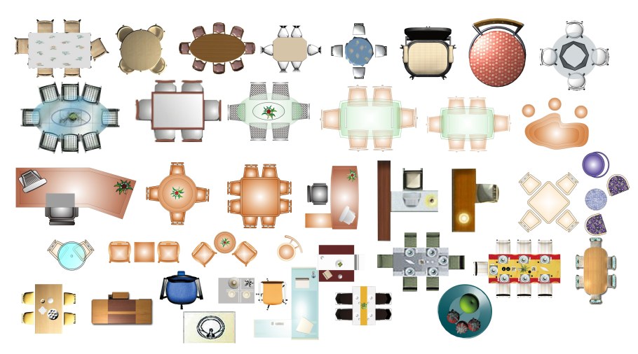 2д мебель вид сверху