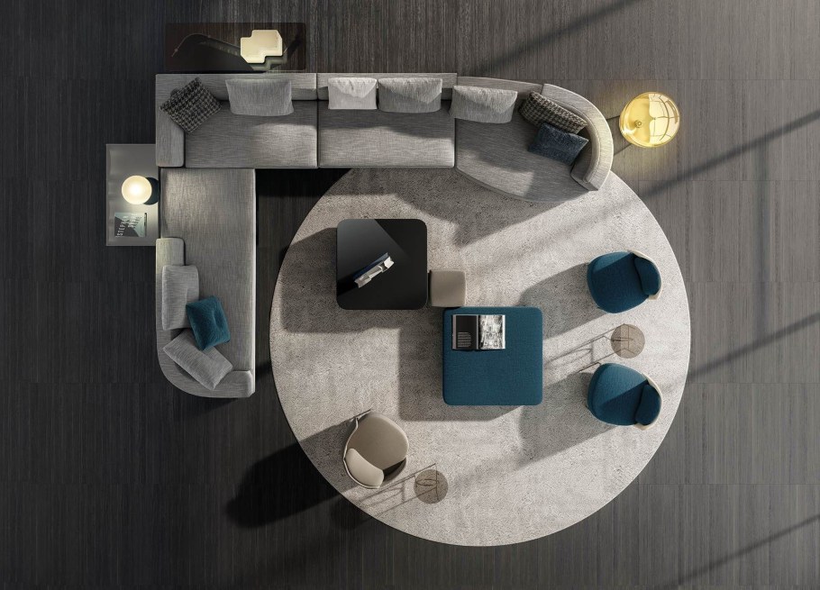 Интерьер гостиной вид сверху