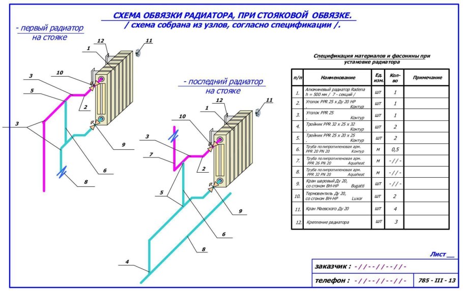 Обвязка радиаторов отопления полипропиленом схемы