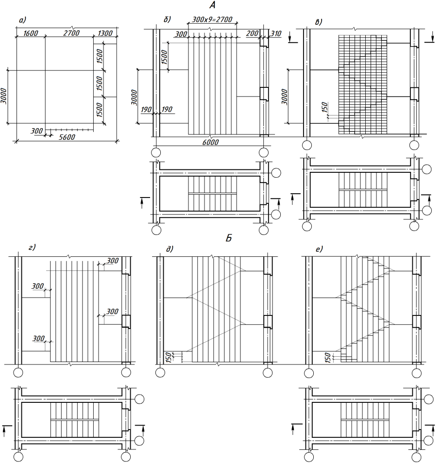 Лестничная клетка в разрезе чертеж