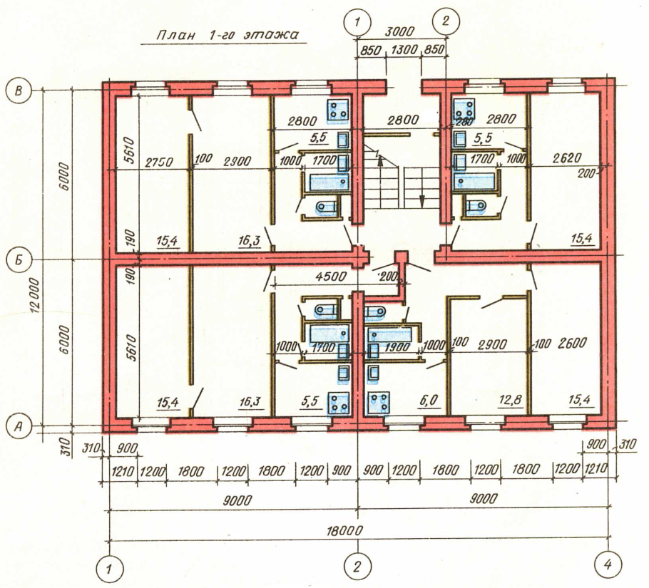 Чертеж многоэтажного несущие стены