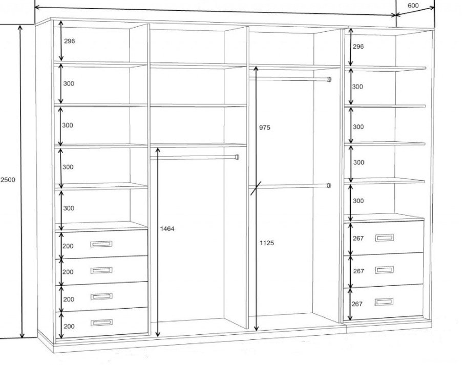 Шкаф купе 1800х2400х600 чертеж