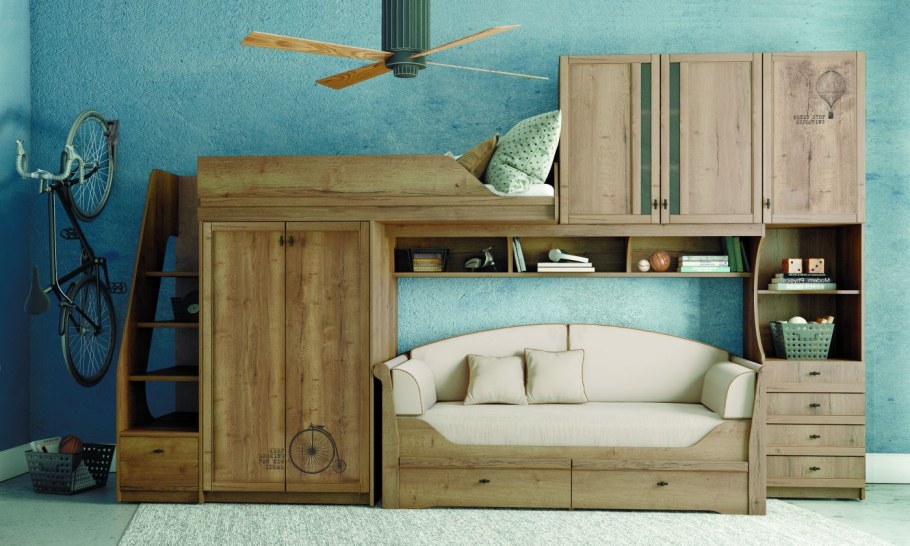 Кровать чердак клюква Джуниор