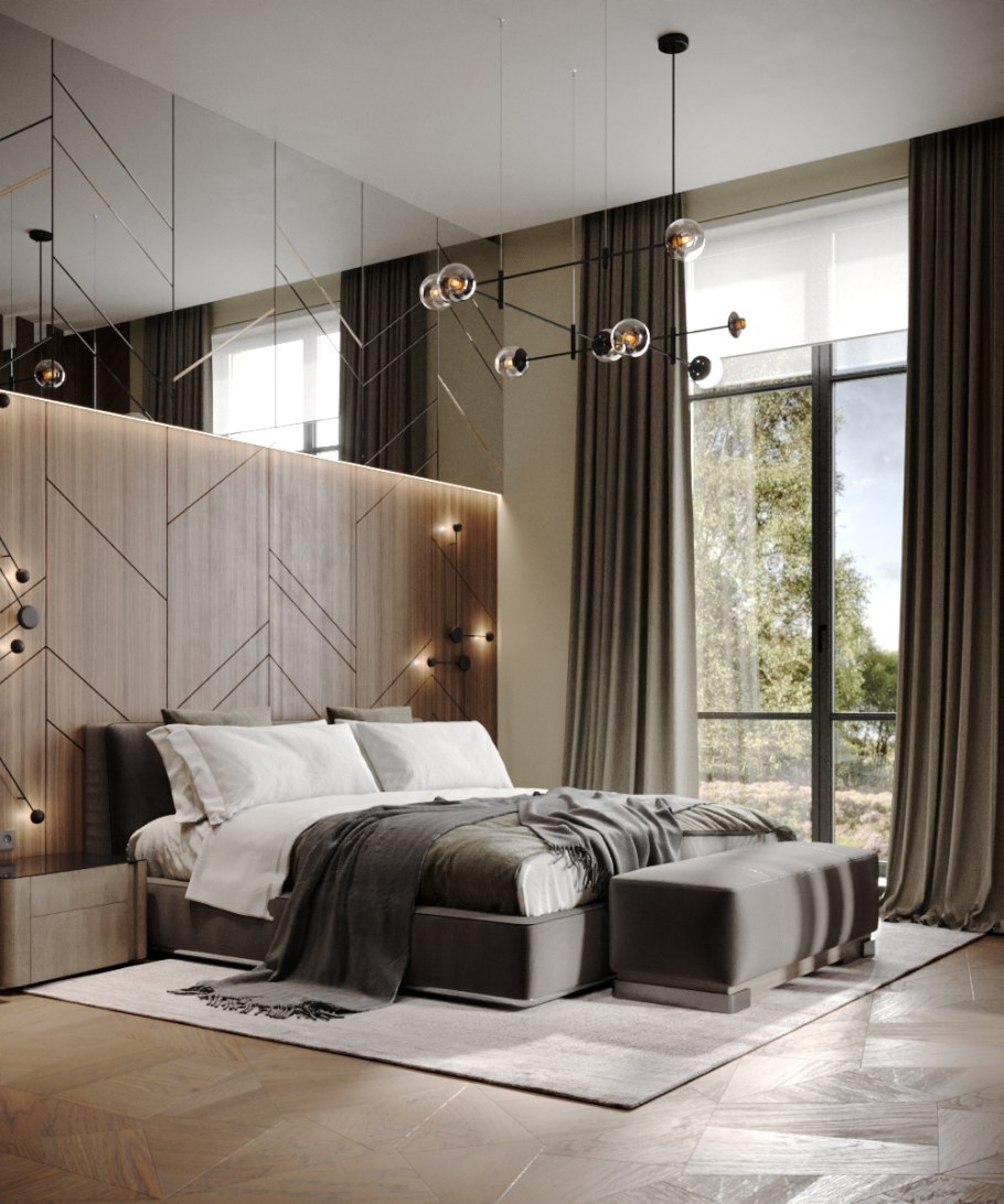 Современная спальня в пастельных тонах