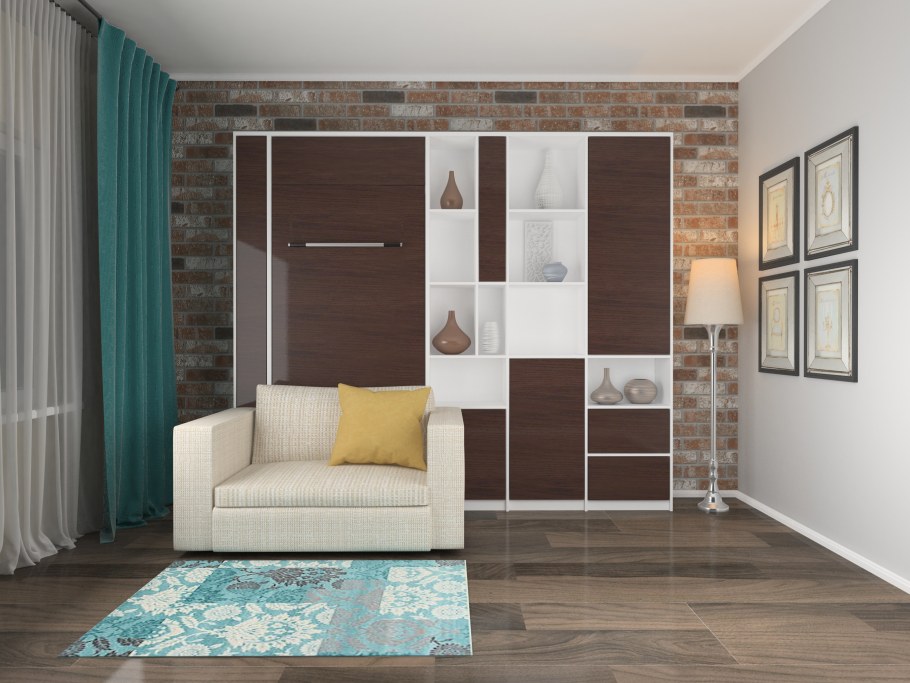 Двухэтажная шкаф-кровать + диван трансформер "дуо софт"