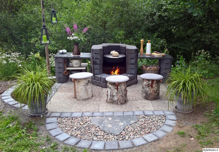 Зона для шашлыка на даче своими руками