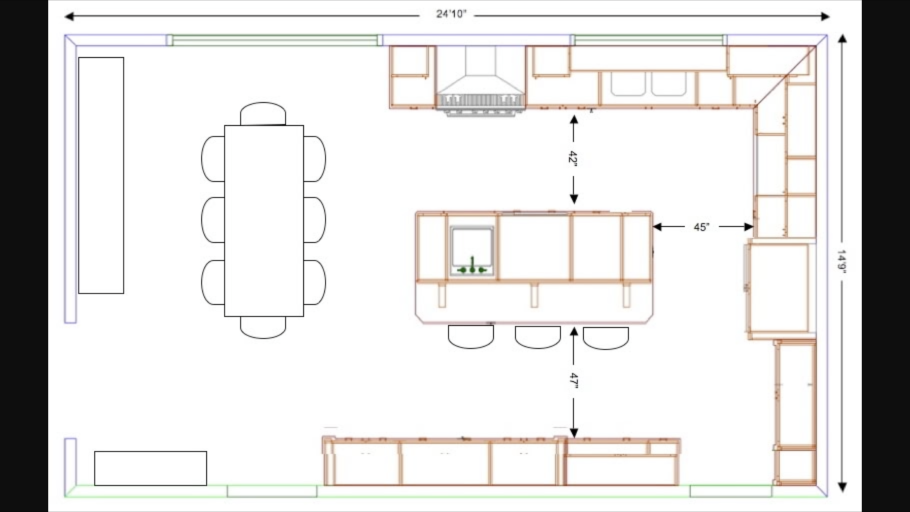Кухня и кухонный остров эргономика
