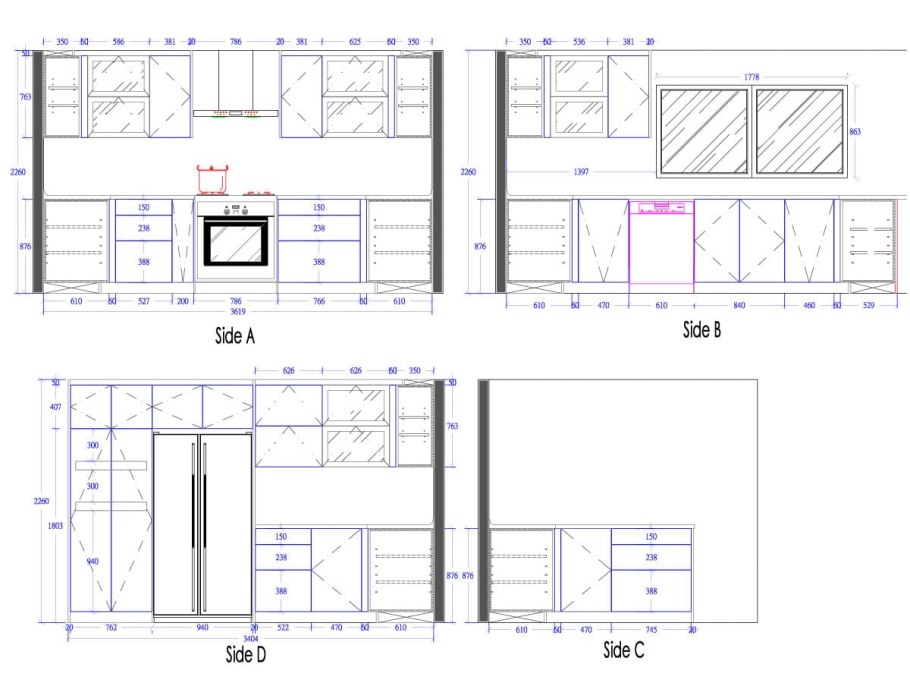 Эргономика п образной кухни Размеры