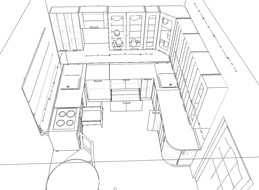 План кухни гостиной с барной стойкой