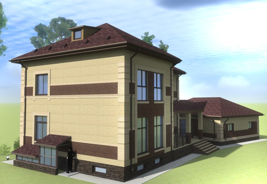 Двухэтажный коттедж с подвалом