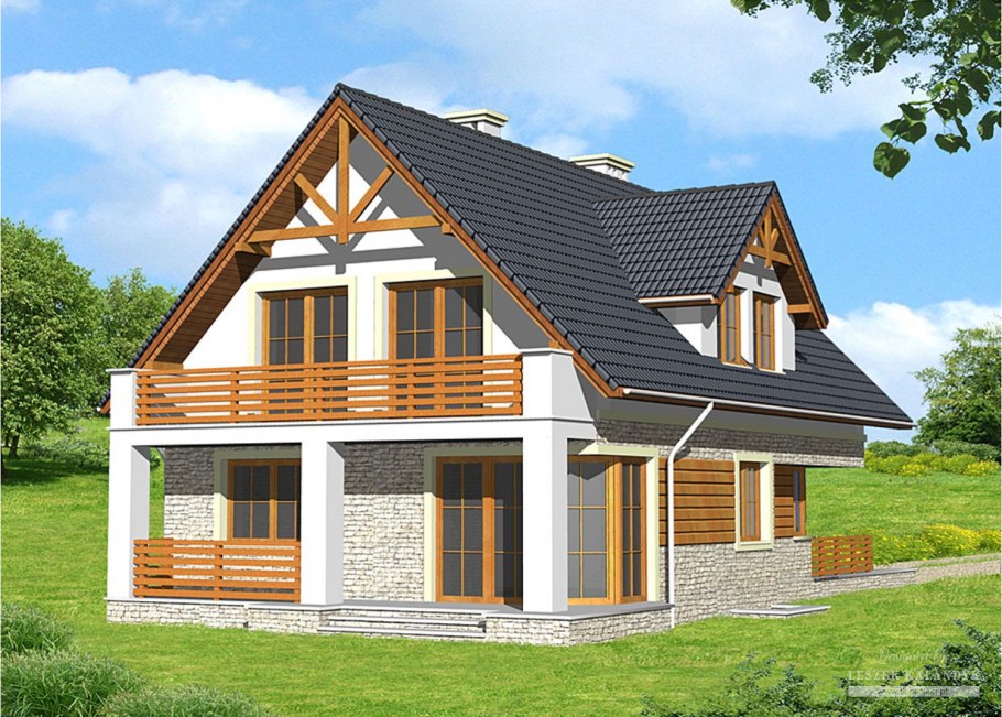 Двухэтажный дом с барбекю