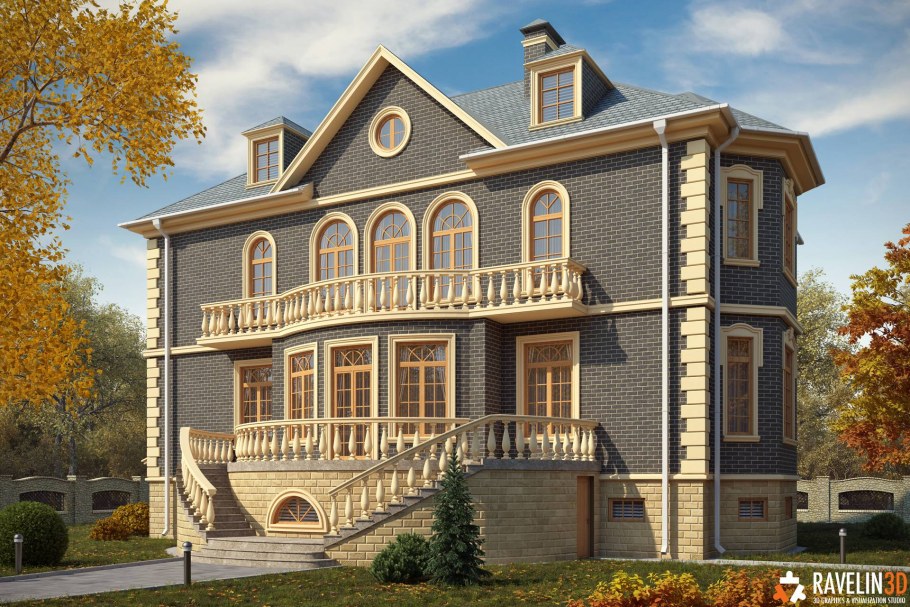 Дом с эркером и мансардой