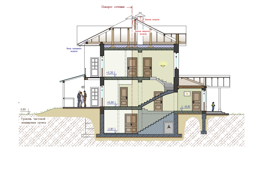 Двухэтажный дом с пристроенным гаражом