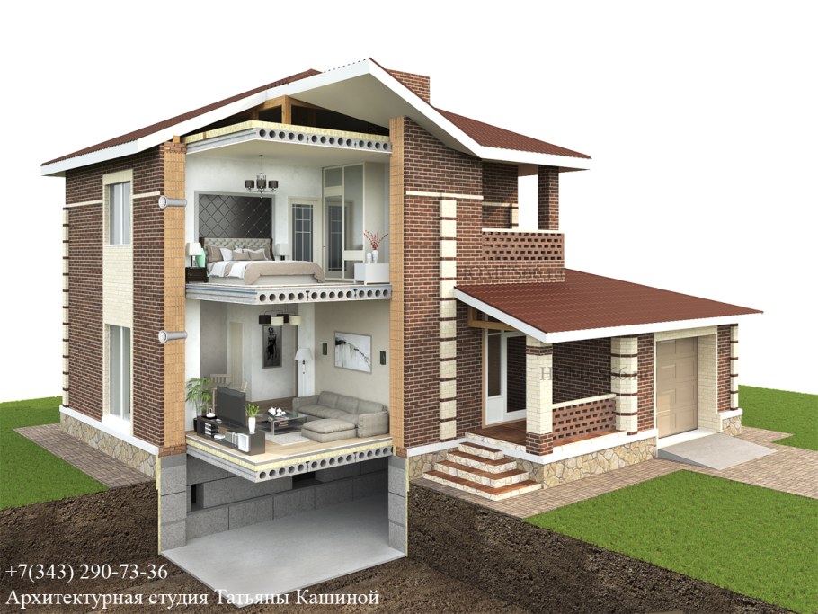 Загородный дом в разрезе