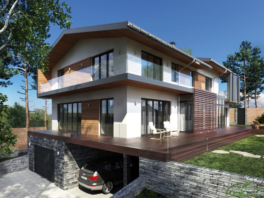 Современный трехэтажный дом