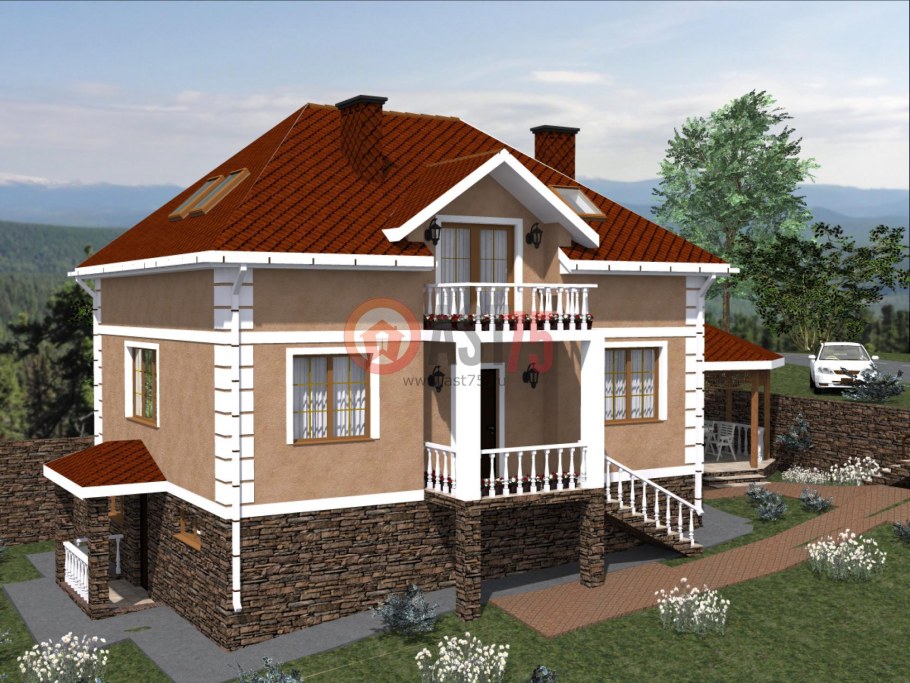 Вальмовая крыша с террасой