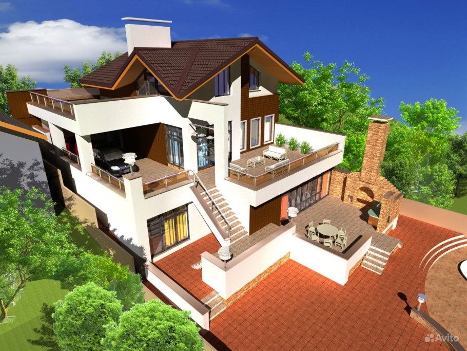 Дом с высоким цоколем