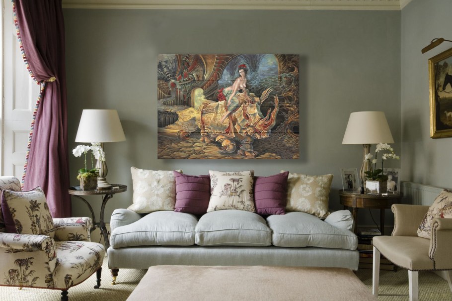 Картины над диваном в гостиной