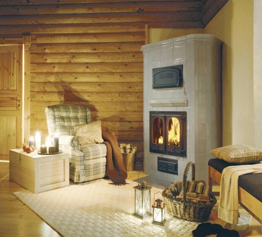 Камин Туликиви в деревянном доме