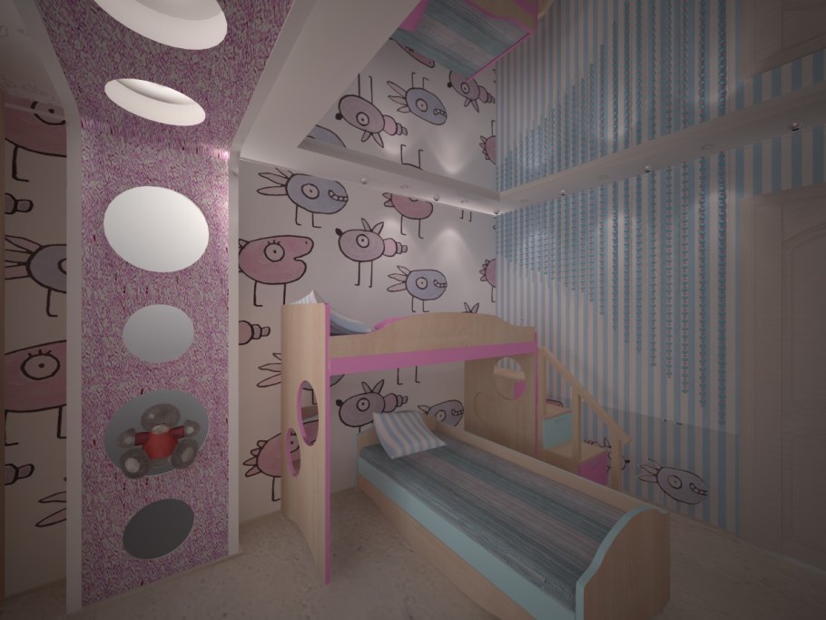 Совмещенная спальня для девочки и мальчика