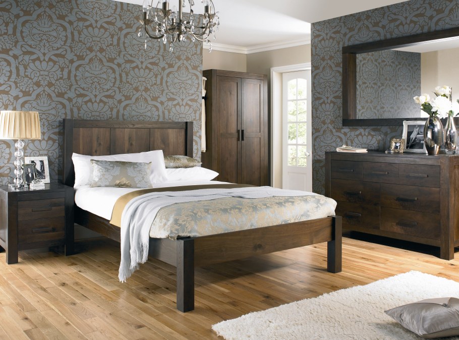 Сине бежевая спальня