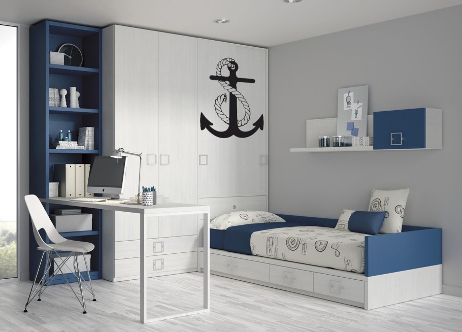 Комната подростка с белой мебелью