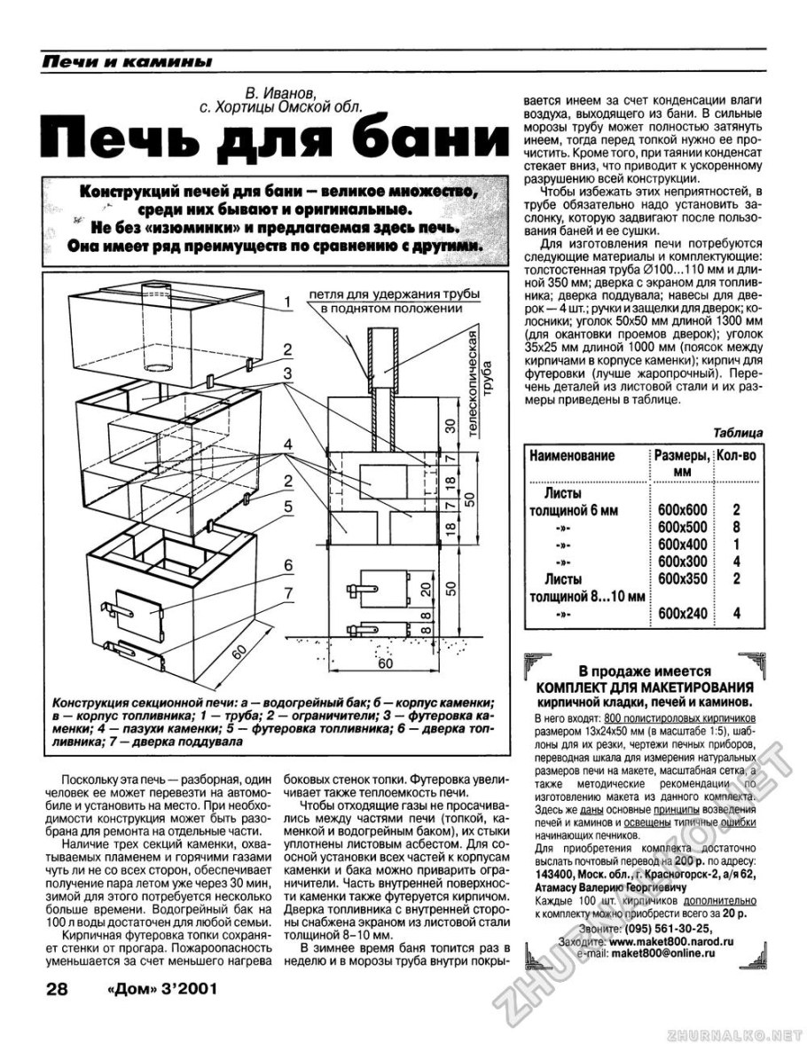 Банная печь тройка чертеж