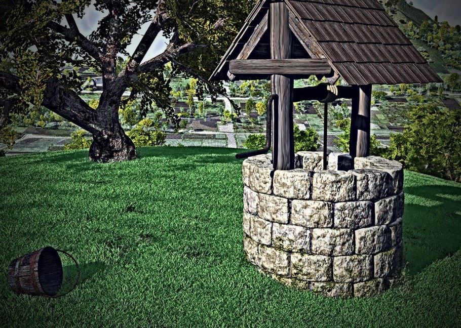 Украшение колодца на даче