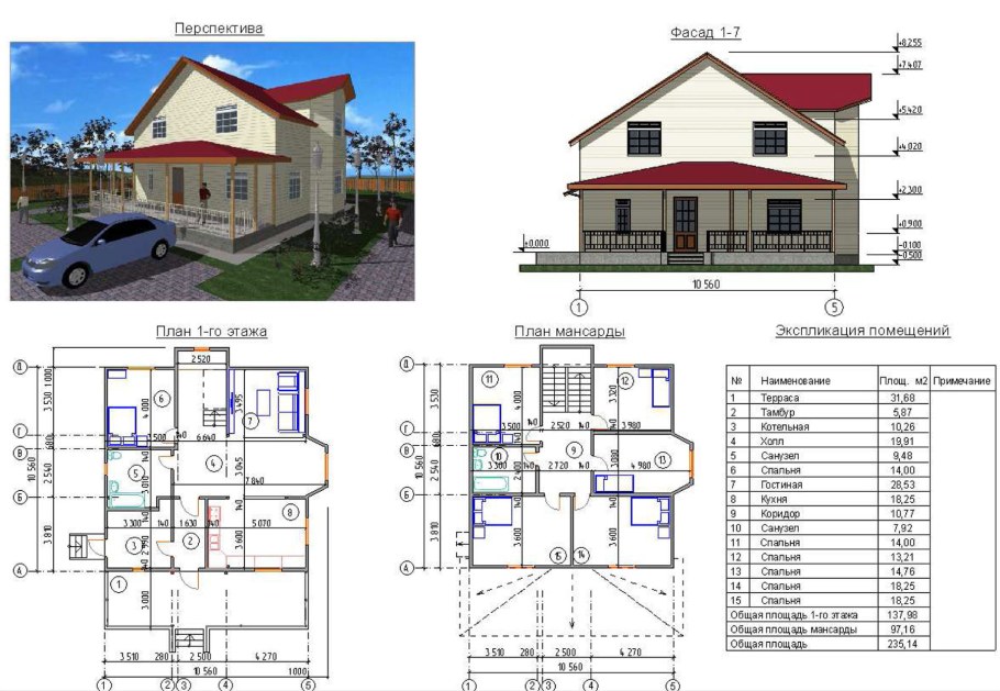 Проекты одноэтажных домов с мансардами с чертежами