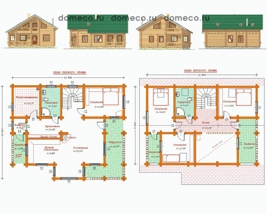 Поэтажный план двухэтажного дома