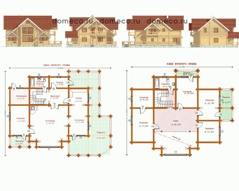 План деревянного коттеджа