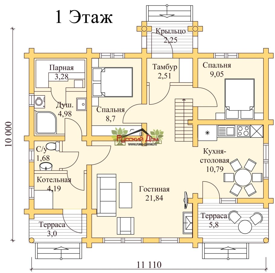 План коттеджа с размерами