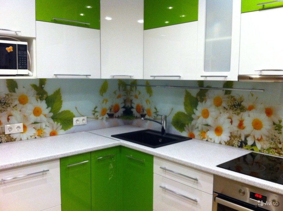 Ромашки фартук для кухонного гарнитура