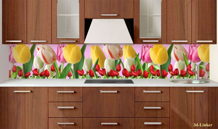 Панель кухонная тюльпаны