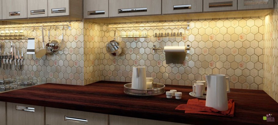 Фартук для кухни из мозаики