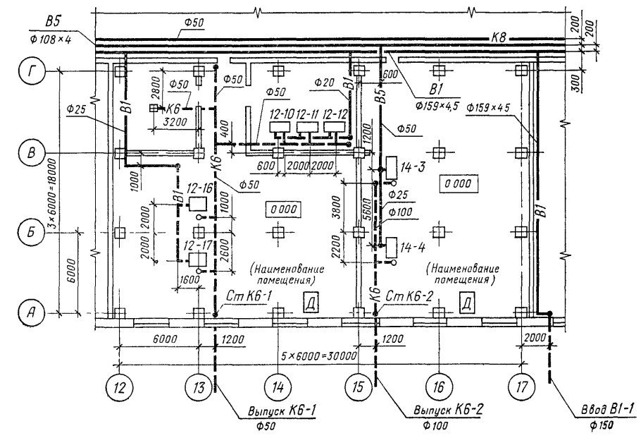 Простановка осей на чертежах