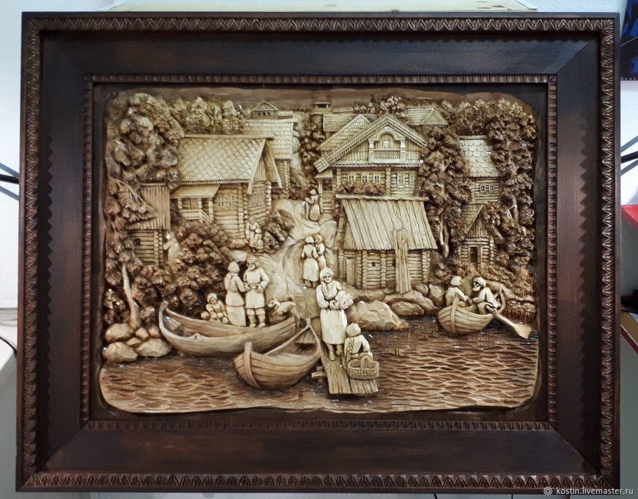 Волк плоскорельефная резьба