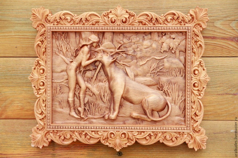 Резное панно рыбалка